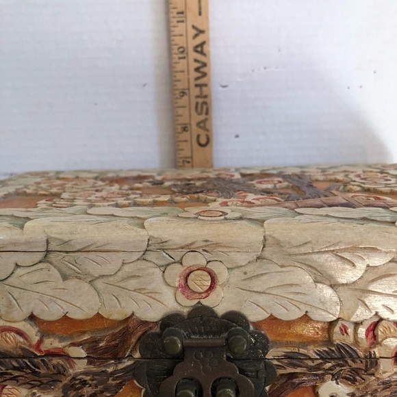 Hand Carved Wooden Treasure Box - Picture 9 of 17